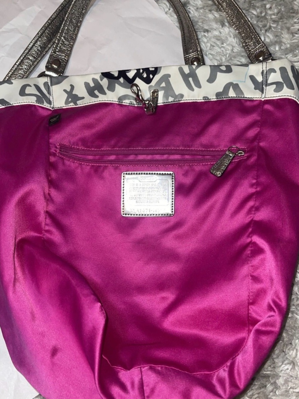 COACH POPPY Graffiti Bella GLam Large Tote Sequin 14735 “This Is A Coach Bag” - Picture 12 of 16
